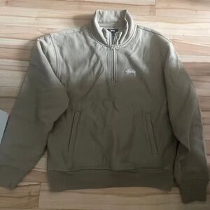 stussy Khaki Half-Zip Sweater